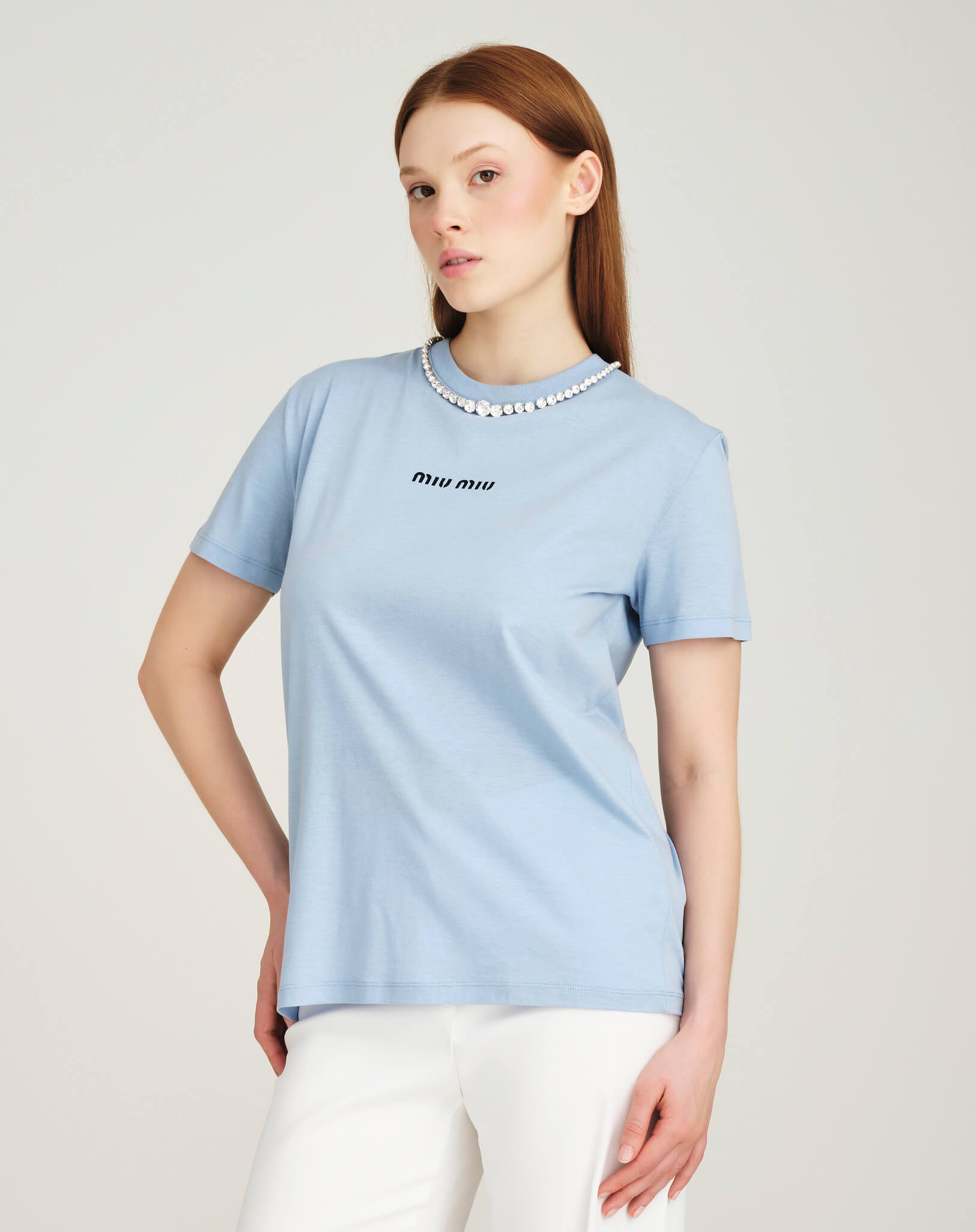 Miu Miu - Necklace Collar Logo Print Tshirt M